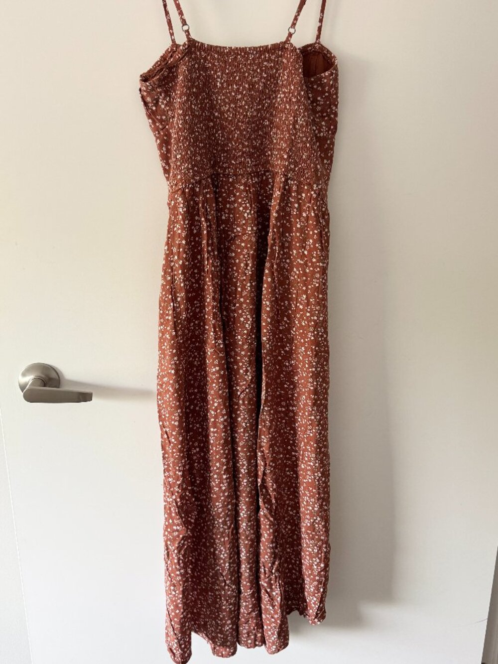 Hollister Brown Floral Smocked Midi Dress Size S